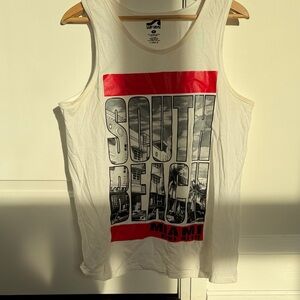 Surf Style White and Red Tank Top